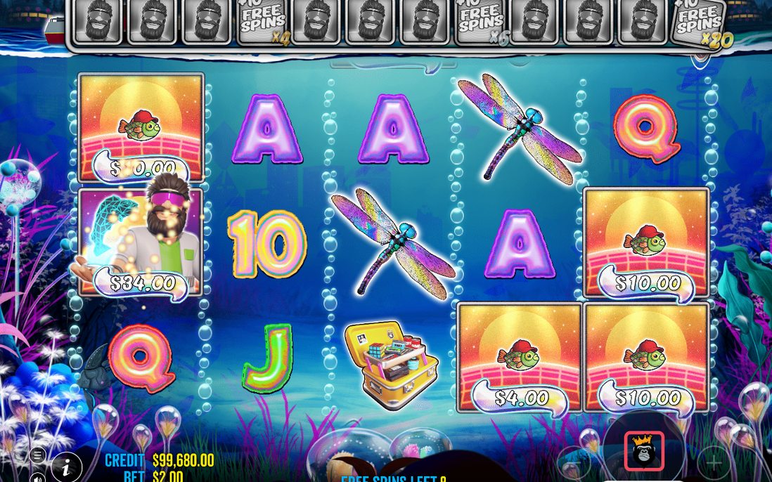 FISHERMAN WILD landing across all five reels in Free Spins