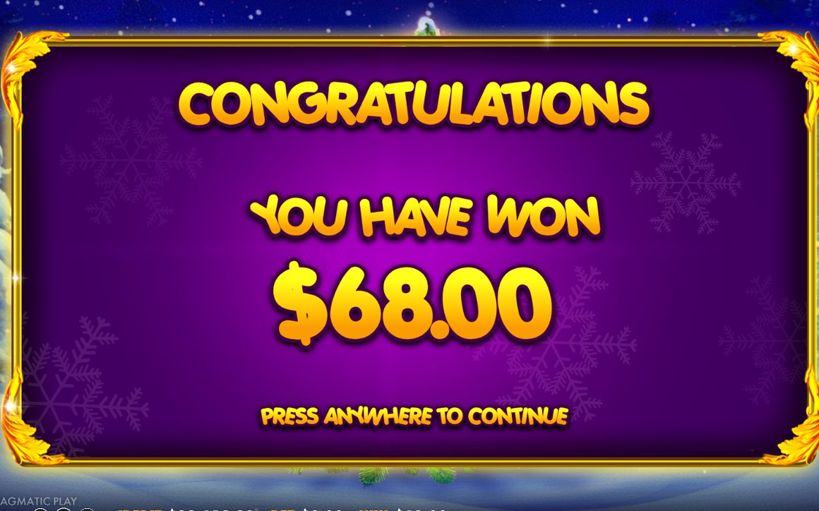 Win screen showing a paid combination on the 5x3 grid