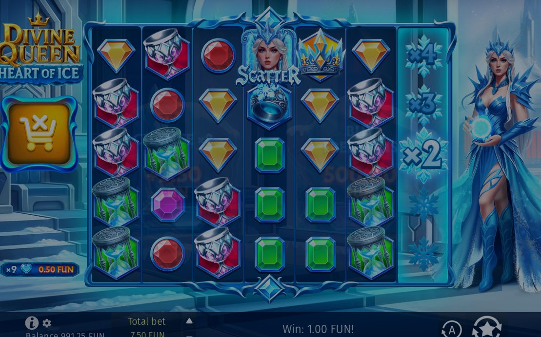 Bonus screen showing the 6x5 grid and Multiplier reel